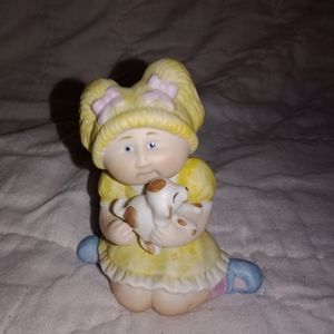 Vintage 1984 Cabbage Patch Blonde Girl With Puppy Figurine